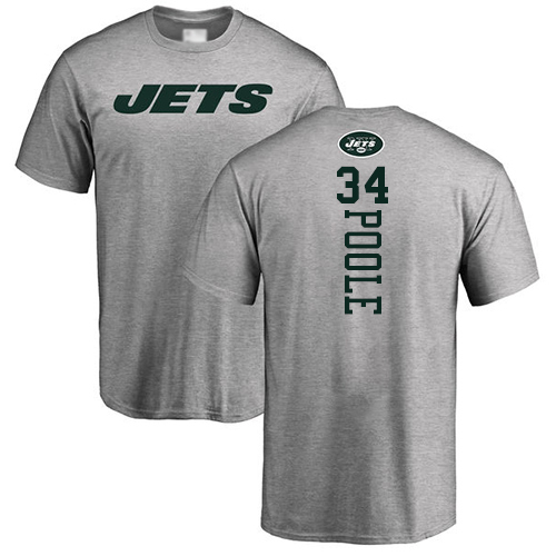 New York Jets Men Ash Brian Poole Backer NFL Football #34 T Shirt
